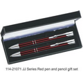 JJ Series Pen and Pencil Gift Set in Black Velvet Gift Box - Red